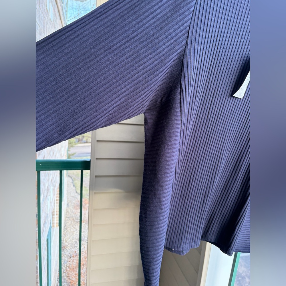 🆕 Eileen Fisher Ribbed Top Size M Dark Navy Stretch Minimalist Chic Office Work - Picture 7 of 16